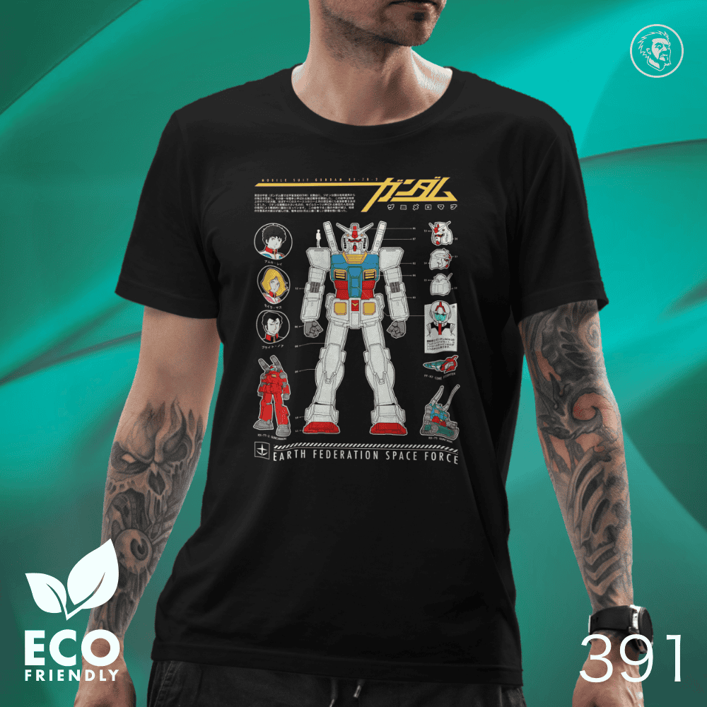 Eco Tshirt | Gunpla RX78 <i class="fa fa-leaf" style="color:#02b620;"></i> - Image 2